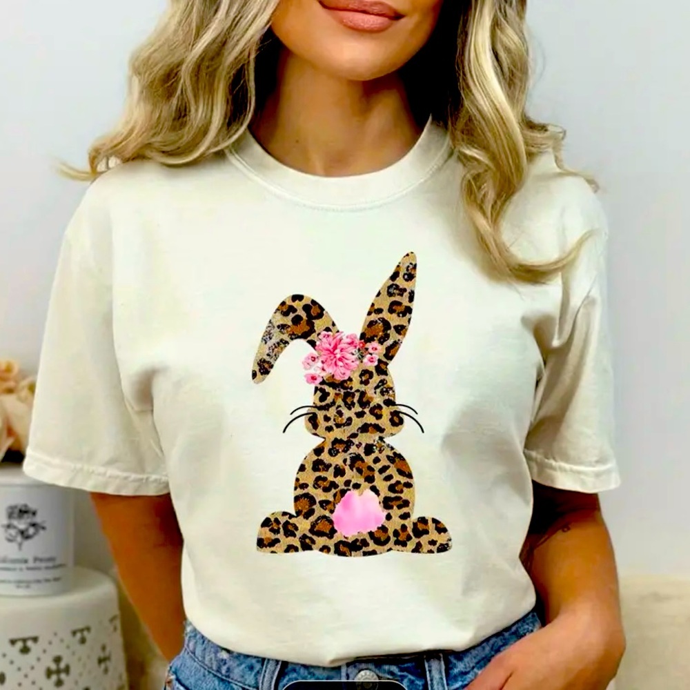 Leopard Easter Bunny T Shirt